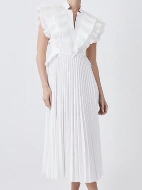 Karen Millen White Pleated Dress Size 8